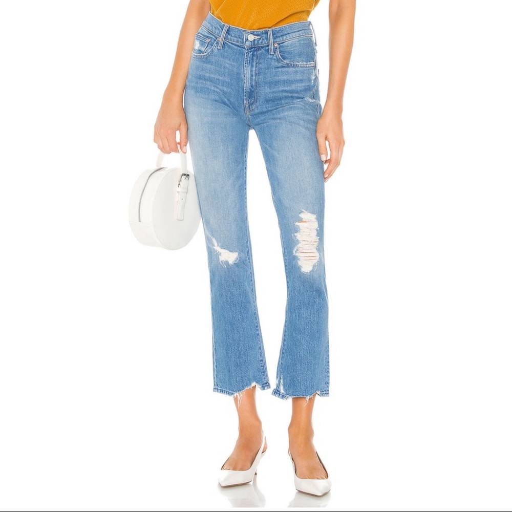 MOTHER Blue Cropped Jeans